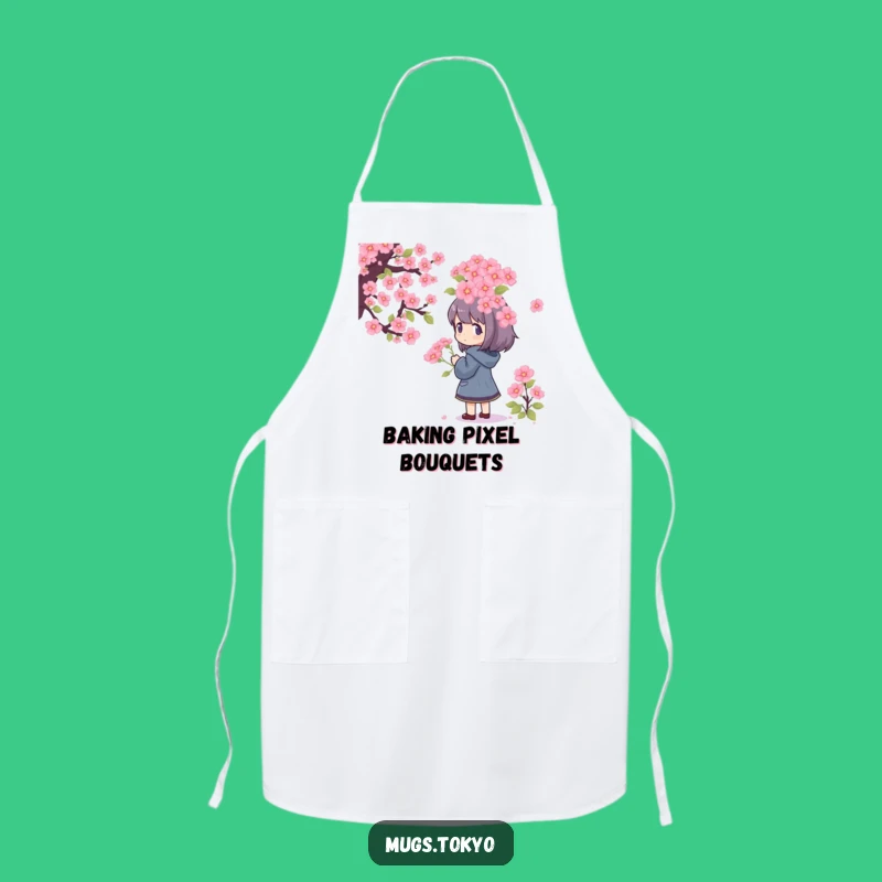 Funny Pixel Blossom Apron: Chef's Adoring Character for Artistic Cooking