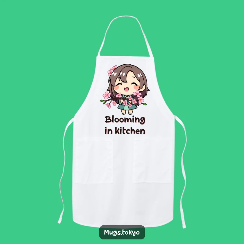 Funny Cherry Blossom Apron - Chef Character Style, Perfect Kitchen Gift!