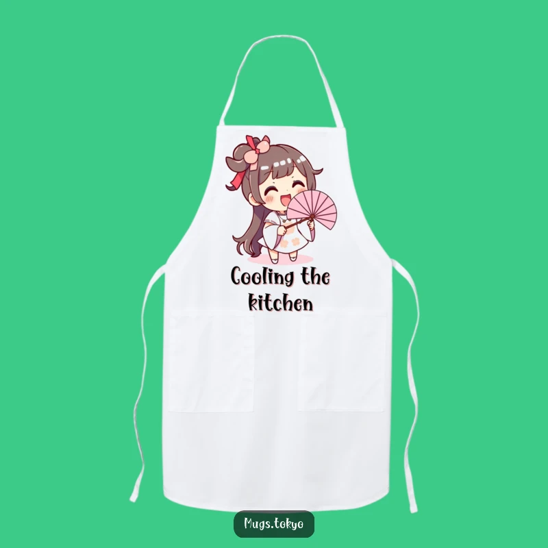 Funny Fan Waving Apron: Excited Character, Hilarious Kitchen Breeze