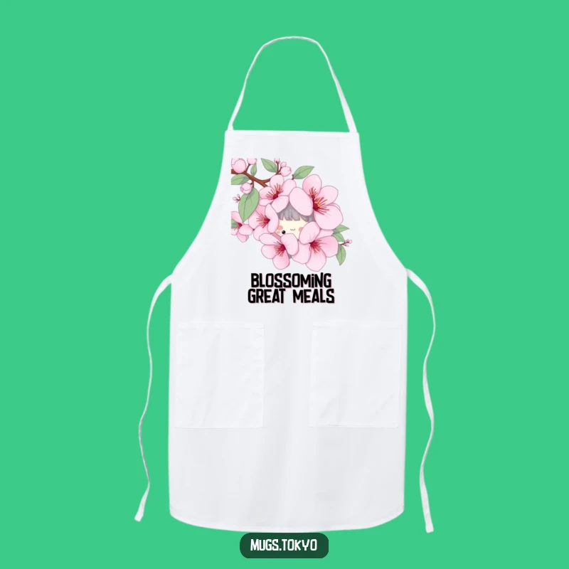 Funny Cherry Blossom Apron - Playful Character Kitchen Spring Gift