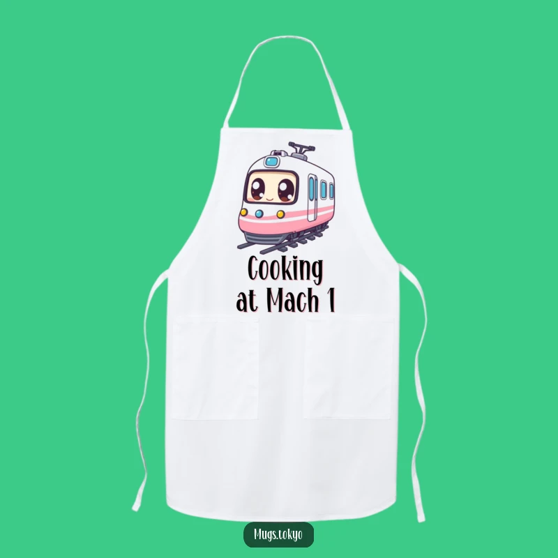 Funny Expressive Eyed Character Bullet Train Apron, Kitchen Fun Funny Gift