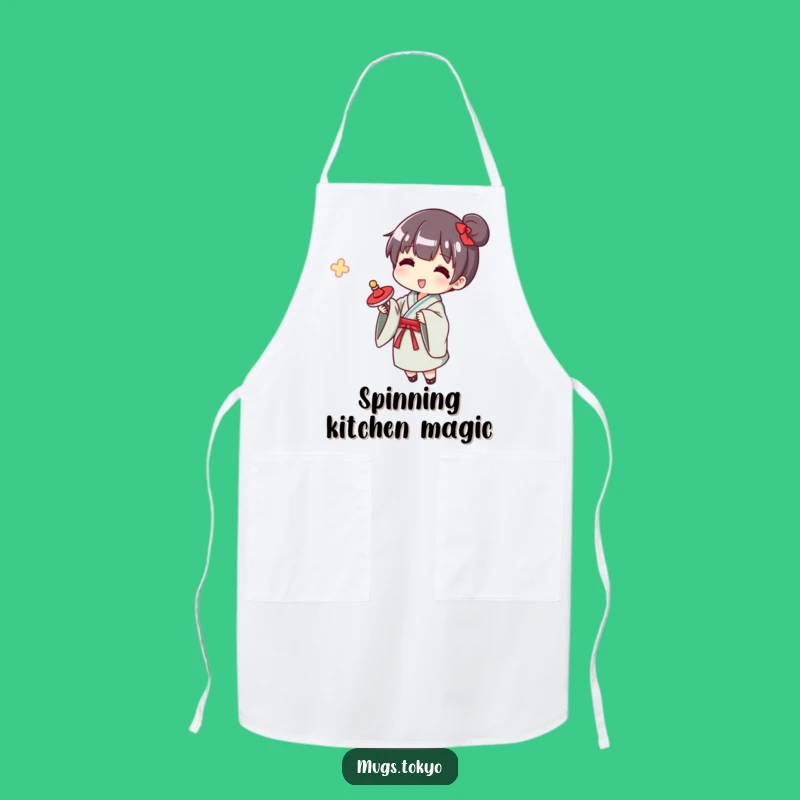Funny Yukata Spinner Apron: Cook with Retro Playfulness!