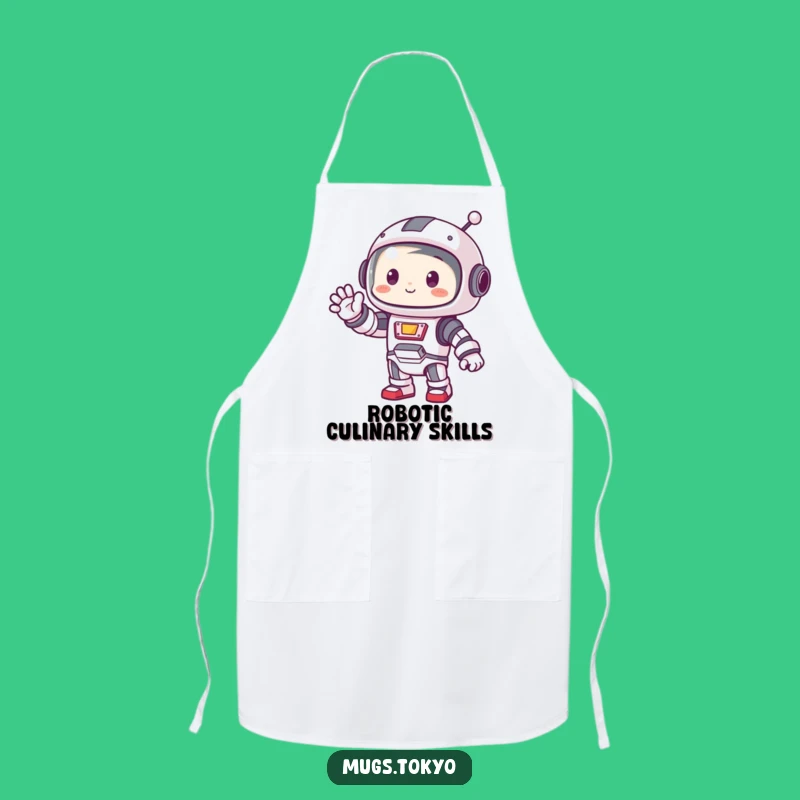 Funny Robot Apron: Waving Character, Kitchen Tech Fun, Perfect Gift