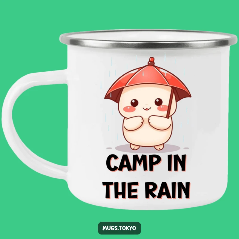 Funny Dumpling Camping Mug: Cute Umbrella Character - Outdoor Whimsy Gift