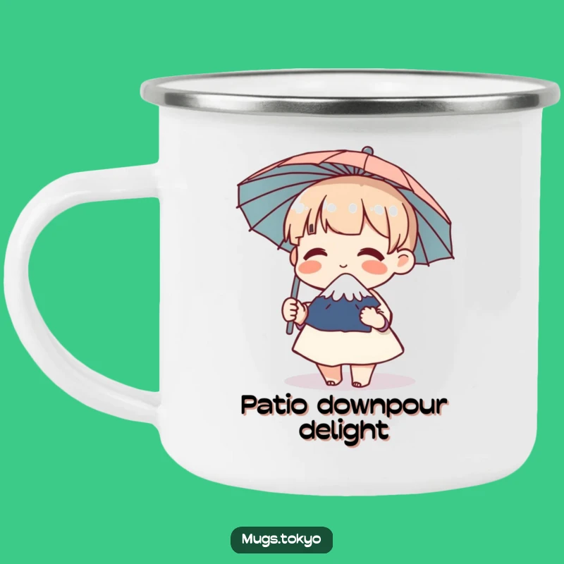 Funny Mount Fuji Umbrella Giggle Camping Mug - Outdoor Character Joy