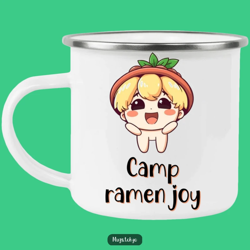 Funny Ramen Hat Camping Mug: Beaming Adventures, Noodle Sip, Outdoor Gift