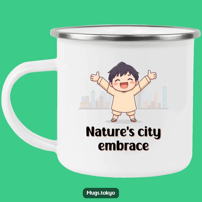Joyful City Embrace Camping Mug: Your Urban Adventure Fuel!