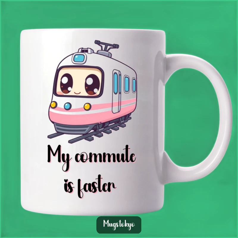 Funny Expressive Eyed Character Riding Bullet Train Mug, A Hilarious Gift Idea