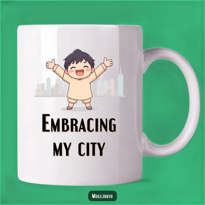 Joyful City Embrace Mug: Funny Skyline Lover's Perfect Gift!