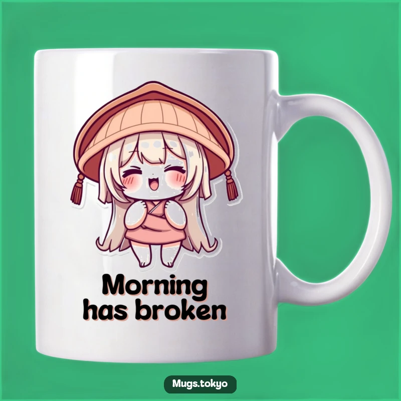 Funny Japanese Hat Mug: Winking Character, Perfect for a Playful Funny Gift