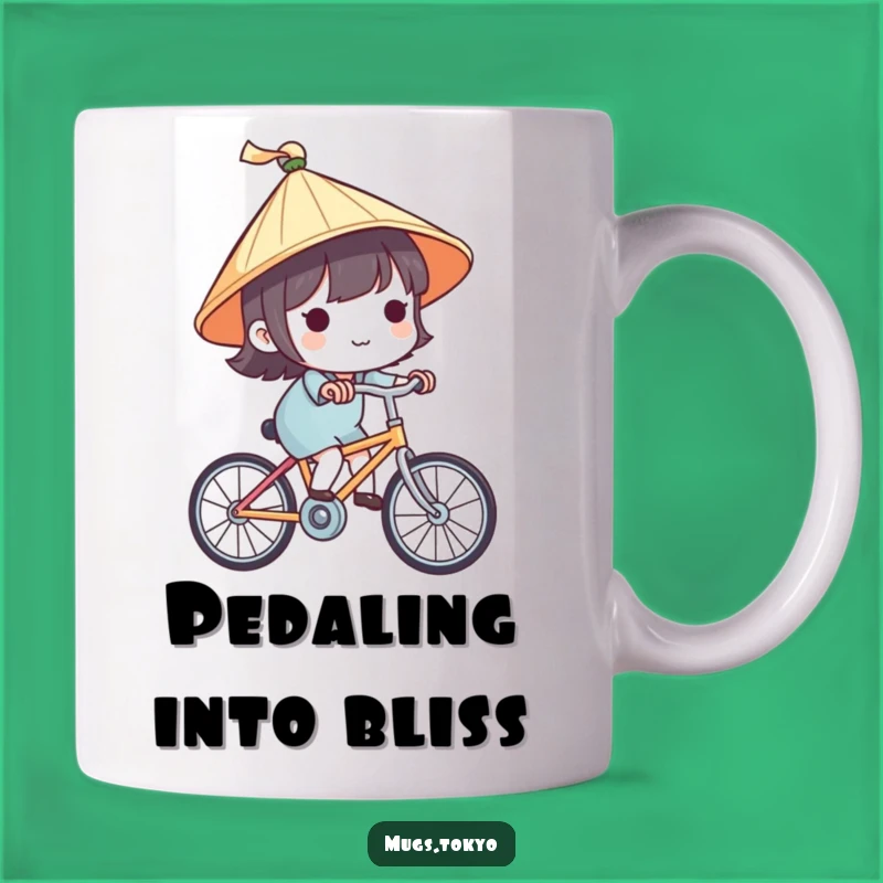 Funny Japanese Hat Character Bicycle Mug - Cute Travel Art Gift