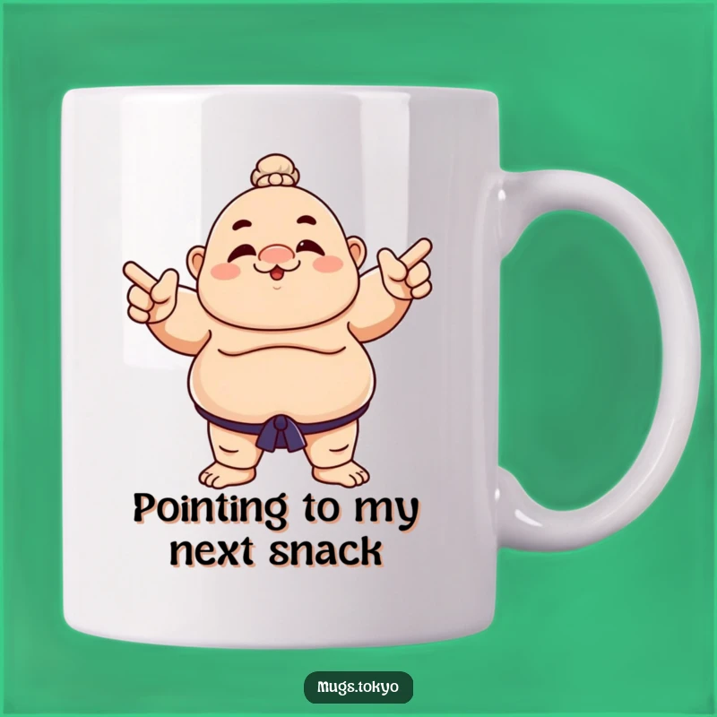 Funny Sumo Wrestler Points Mug - Playful Character Gift Idea