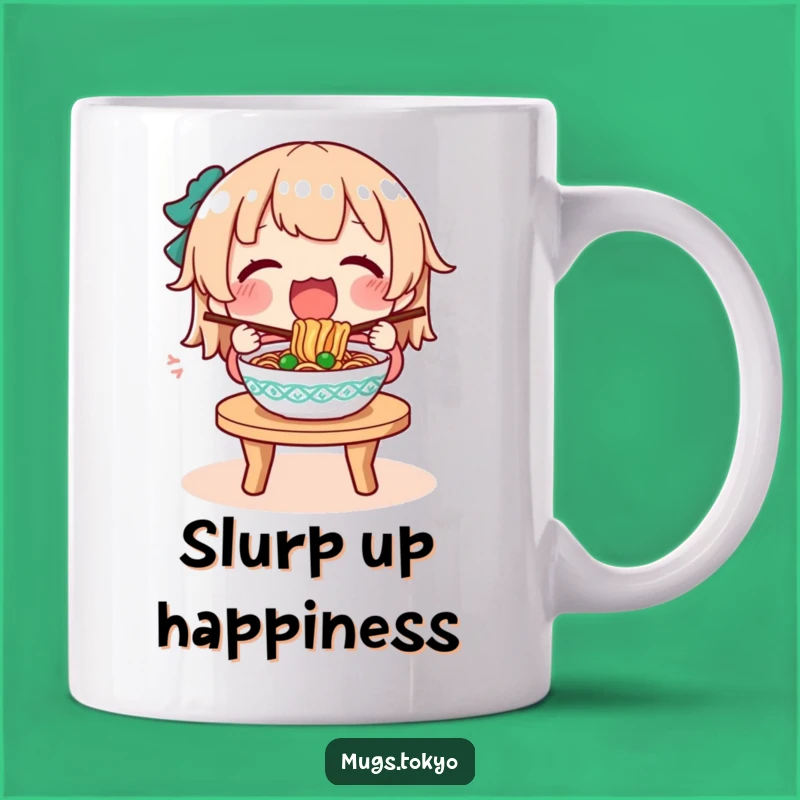 Funny Noodle Lover Mug: Character's Steaming Bowl Delight, Perfect Gift