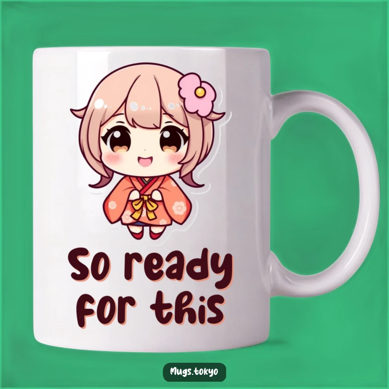Funny Kimono Character Mug: Wide-eyed Smile, Adorable & Perfect Gift
