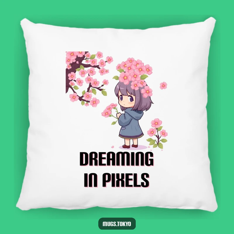 Funny Pixel Blossom Pillow: Adoring Character Cushion for Cozy Retro Vibes