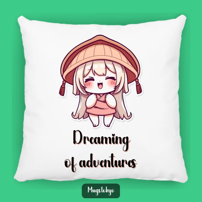 Funny Japanese Hat Pillow: Winking Character Cushion for Cozy Playfulness