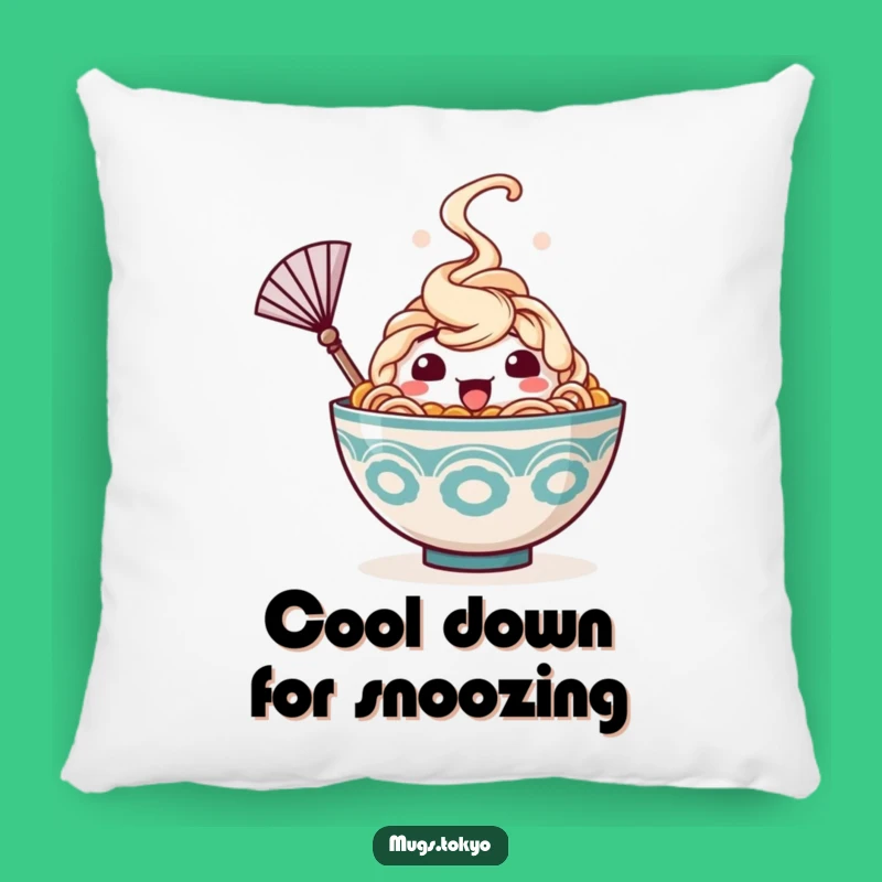Funny Ramen Pillow: Happy Bowl Cooling Down - Cozy & Humorous Accent