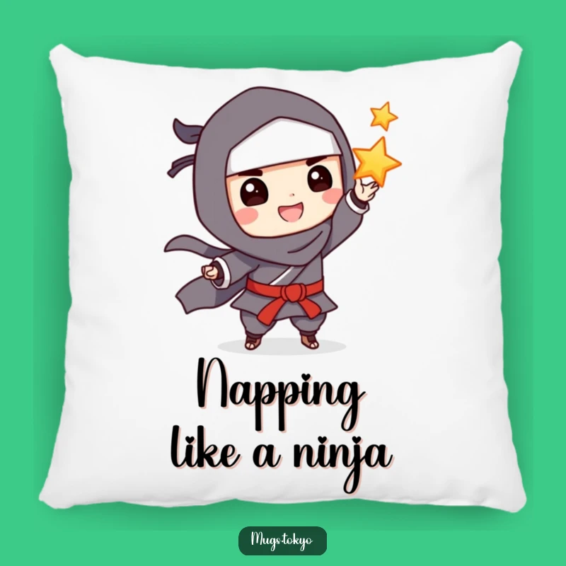 Cozy Funny Grinning Ninja Tossing Star Pillow, Delightful Funny Gift