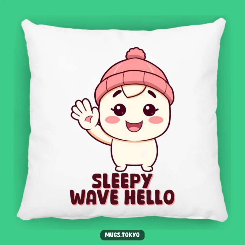Funny Beanie Pillow: Waving Hello, Cozy Hat, Comfort Gift