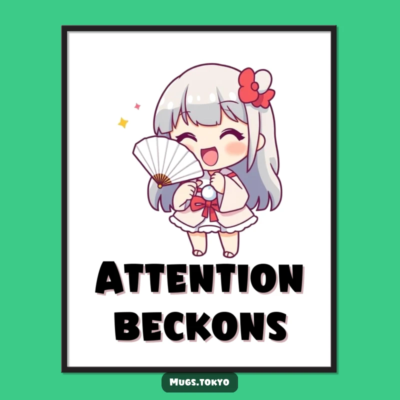 Funny Paper Fan Digital Art: Cheerful Beckon, Playful Wall Art, Instant Gift