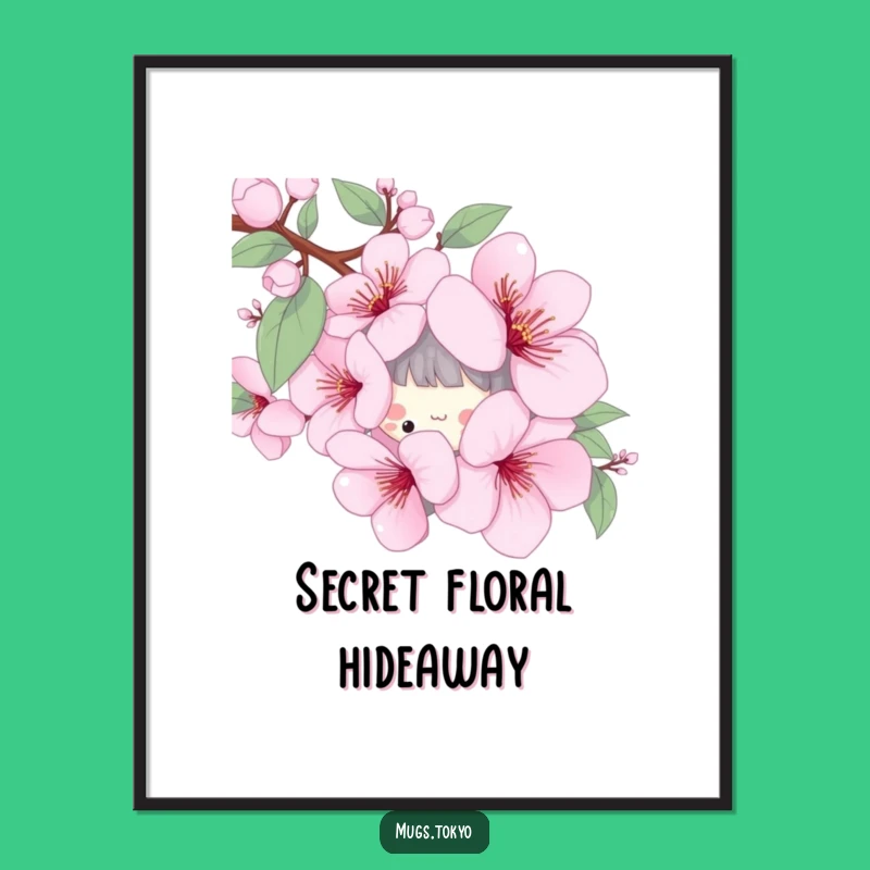 Funny Cherry Blossom Digital Print - Playful Character Spring Art Gift