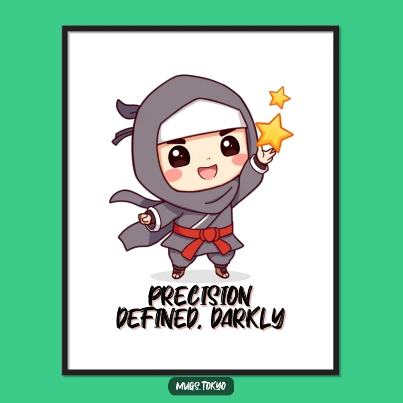 Funny Grinning Ninja Tossing Star Print, Instant Action Funny Gift