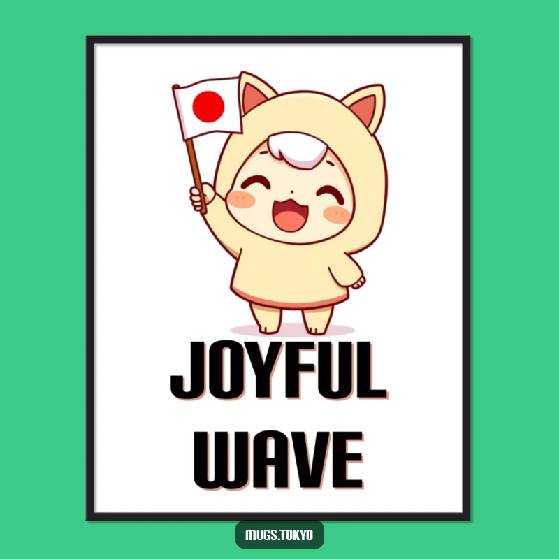 Funny Japanese Flag Digital Art: Energetic Character for Instant Pride