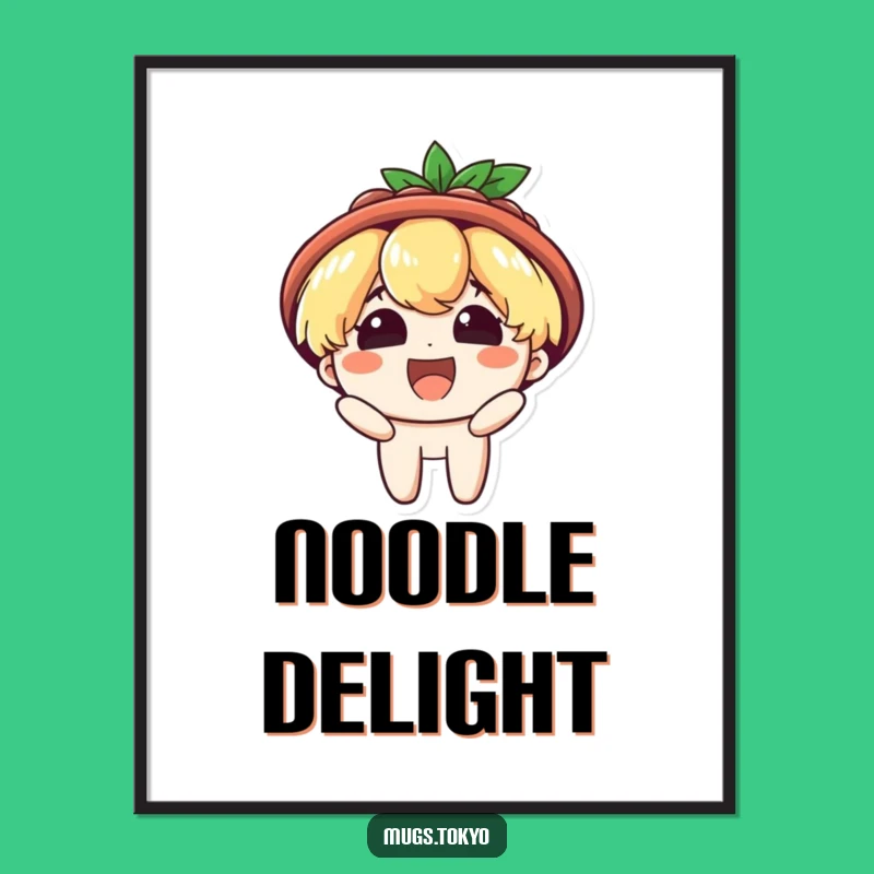 Funny Ramen Hat Digital Art: Beaming Delight, Noodle Art, Instant Gift