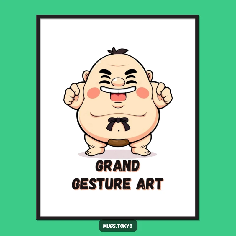 Funny Sumo Digital Art: Proud Grinning Character for Instant Humorous Decor