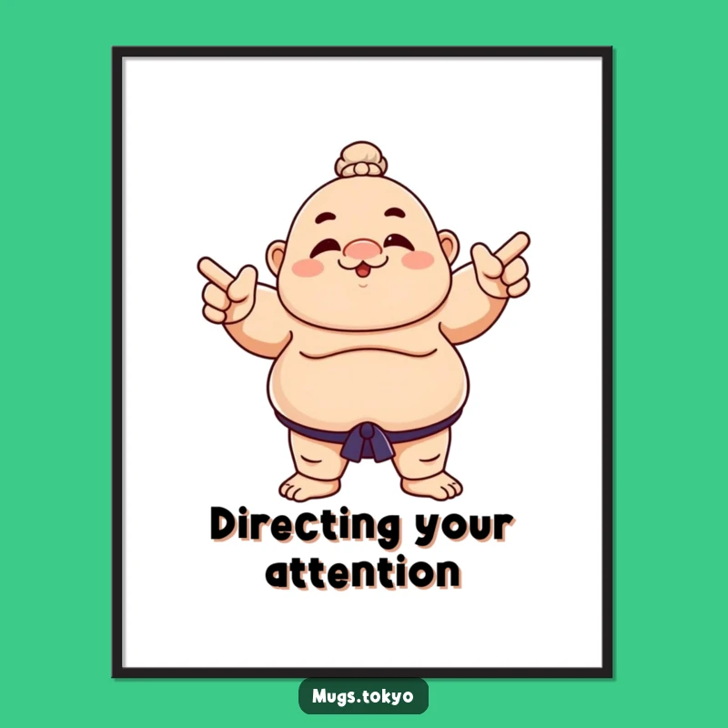 Funny Sumo Wrestler Points Digital Print - Instant Character Boldness