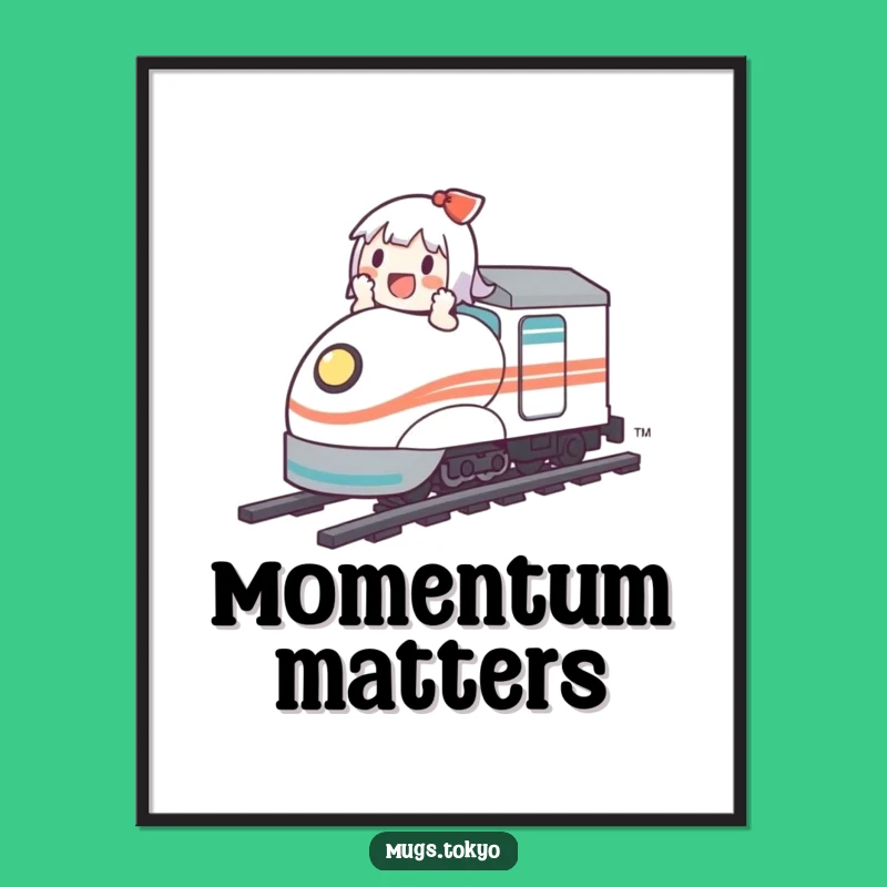 Funny Bullet Train Digital Art: Cute Character's Joyful Ride, Instant Wall Decor