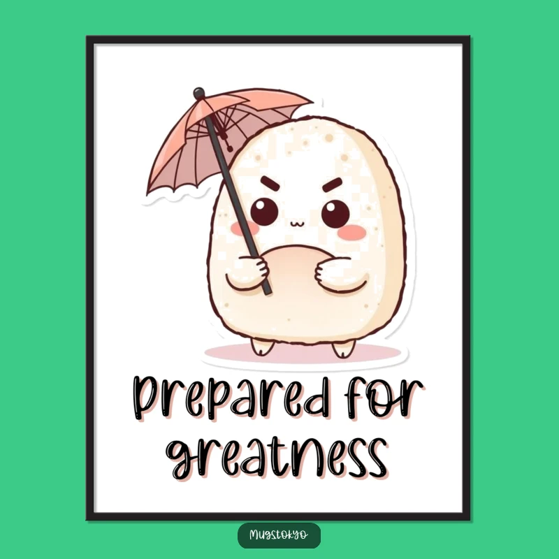 Funny Onigiri Umbrella Digital Art: Instant Determined Decor, Perfect Gift