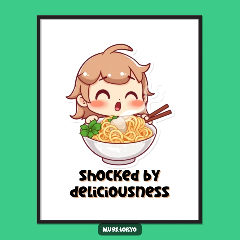 Funny Noodle Surprise Digital Print: Instantly Add Foodie Joy to Your Walls