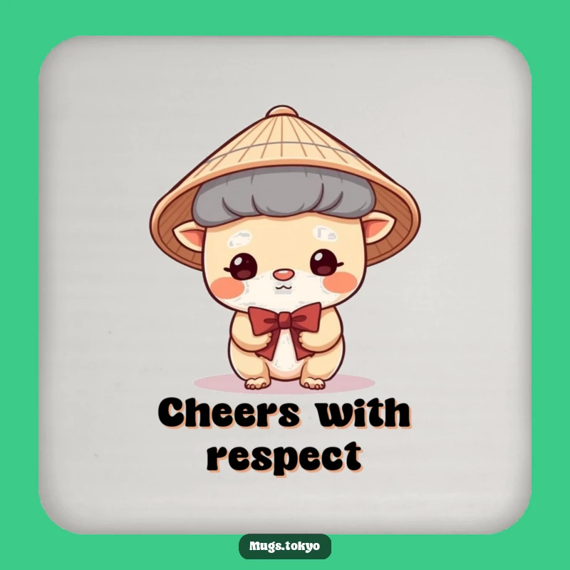 Funny Japanese Hat Drink Coaster: Protect Surfaces with Shy Style