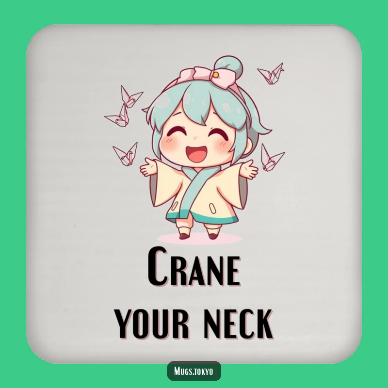 Funny Crane Juggling Coaster - Whimsical Character Art - Protect Surfaces with Humor Gift