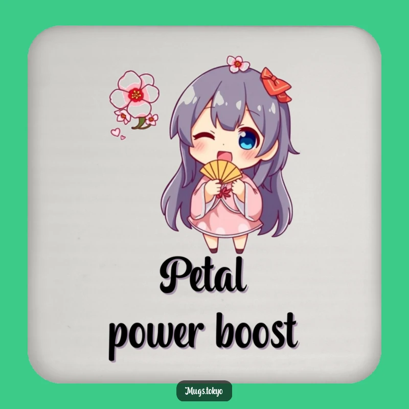 Funny Cherry Blossom Fan Coaster: Cute Character Protection, Delightful Gift