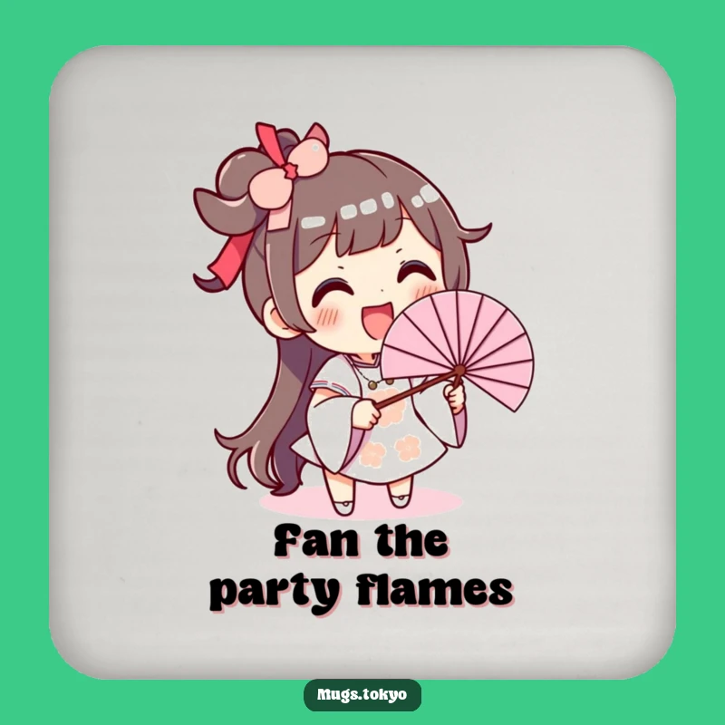 Funny Fan Waving Coaster: Excited Character, Protect Surfaces with a Smile