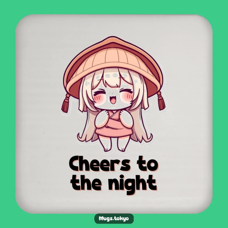 Funny Japanese Hat Coasters: Winking Character for Playful Table Protection