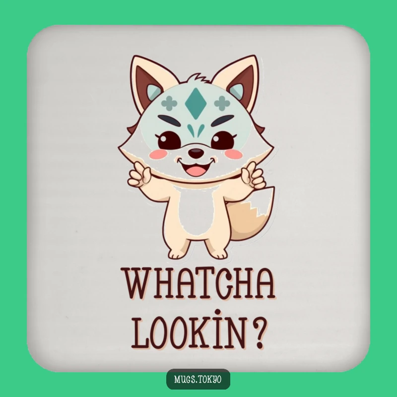 Funny Kitsune Mask Coasters: Protect Surfaces with Japanese Humor