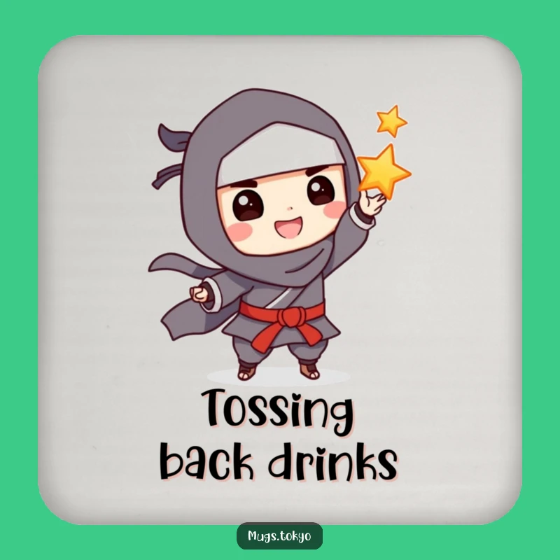 Funny Ninja Tossing Star Coaster, Protect Surfaces Funny Gift