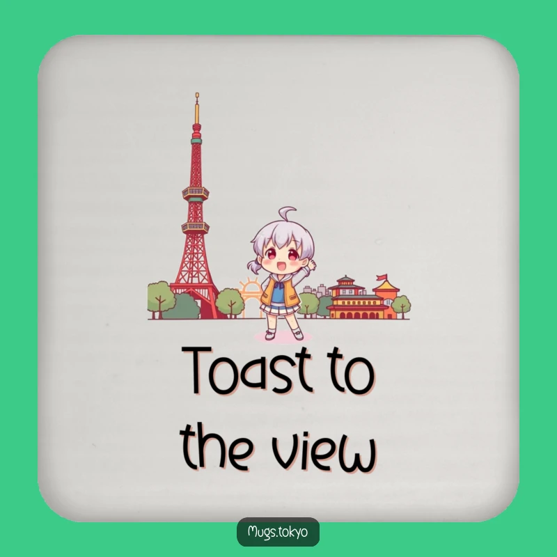 Funny Tokyo Coaster: Character's Playful Pose, Humorous Decor