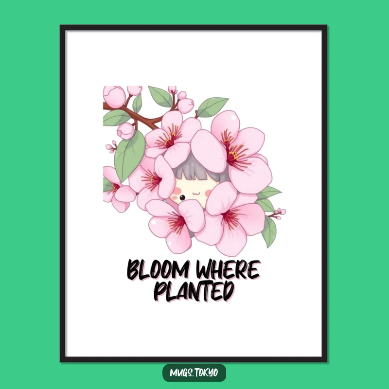 Funny Cherry Blossom Poster - Playful Character Spring Wall Art Gift