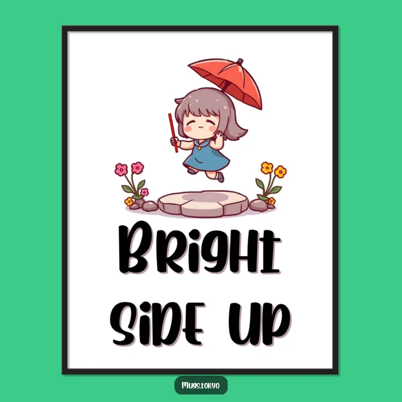 Funny Umbrella Bouncing Character Poster: Whimsical Art for a Cheerful Space!