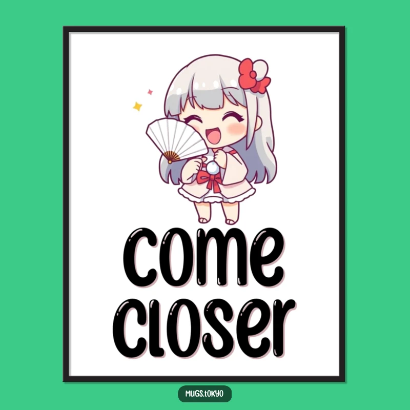 Funny Paper Fan Poster: Cheerful Beckon, Playful Art, Unique Gift