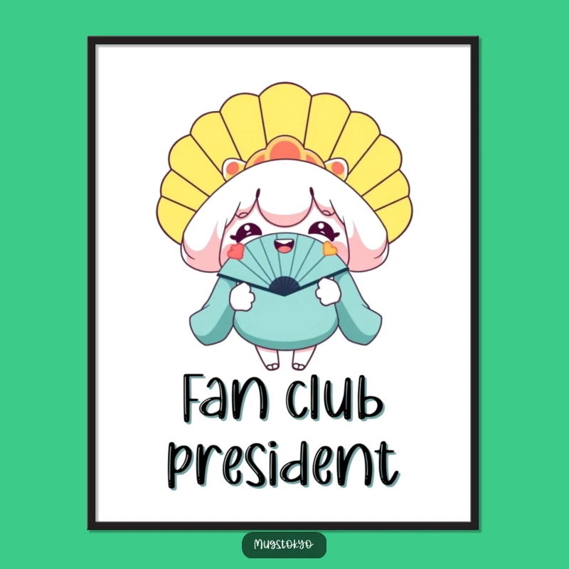 Funny Giant Fan Poster - Smiling Character Breezy Wall Art Gift