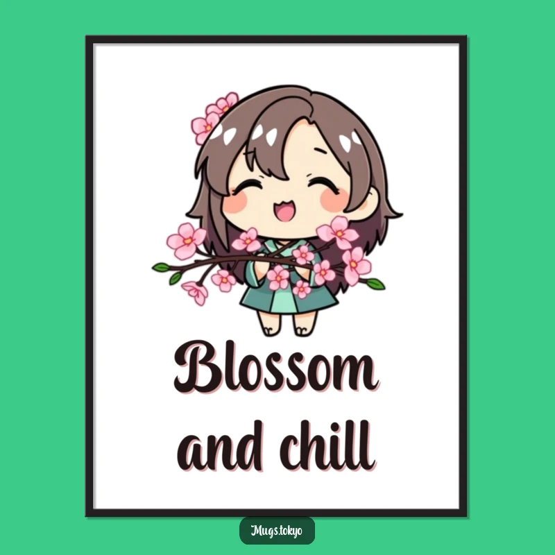 Funny Cherry Blossom Poster - Artistic Character Smile, Perfect Wall Art Gift!