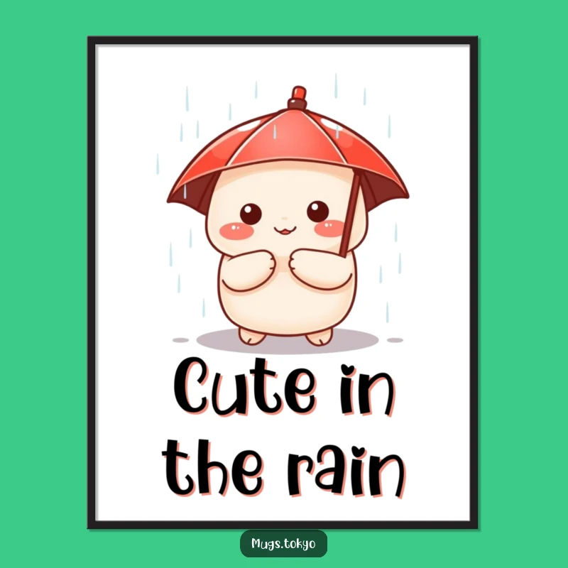 Funny Dumpling Poster: Cute Umbrella Character Art - Whimsical Rainy Day Decor