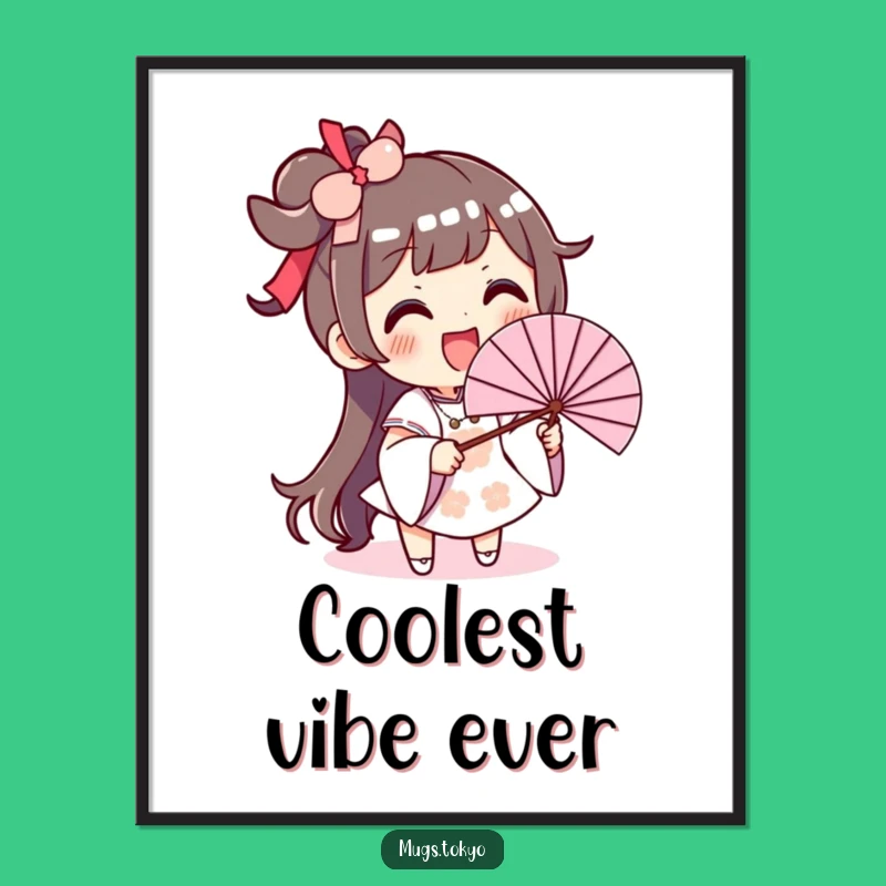 Funny Fan Waving Poster: Excited Character, Hilarious Wall Art for Smiles