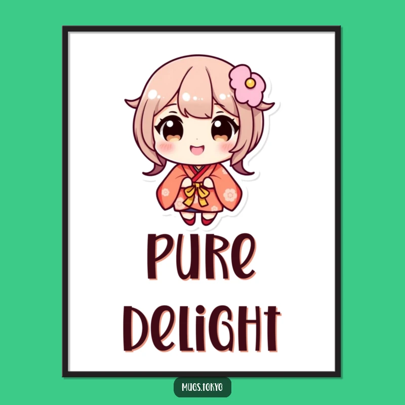 Funny Kimono Poster: Wide-Eyed Character, Joyful Smile, Art Gift