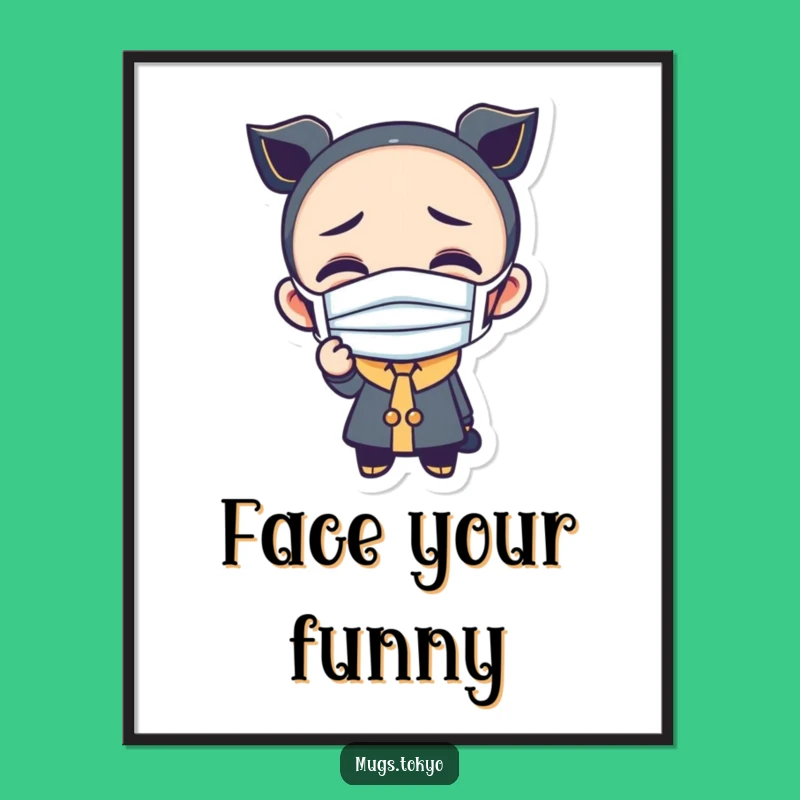 Funny Masked Character Poster: Goofy Face Art Print, Great Gift